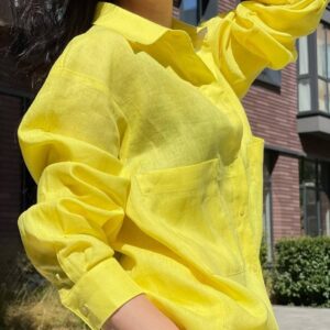 костюм із льону жовтий